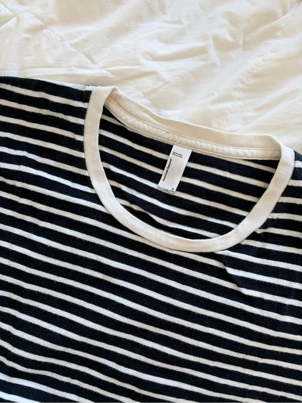 American Apparel Black & White Striped Short Sleeve Tee